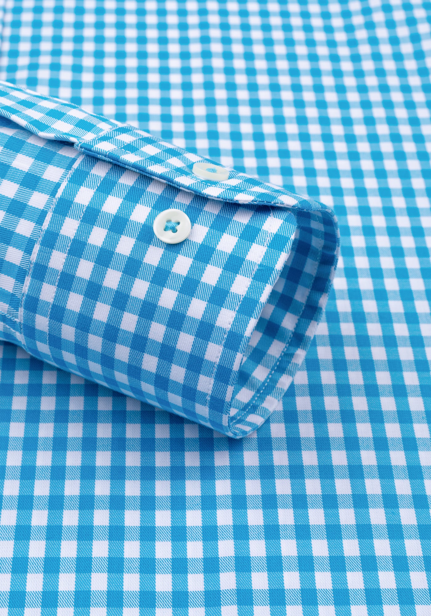 Aqua Blue Checked Twill Shirt