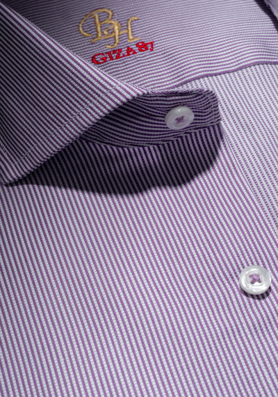 Giza 87 Cotton Frosted Violet Stripe Basket Weave Shirt