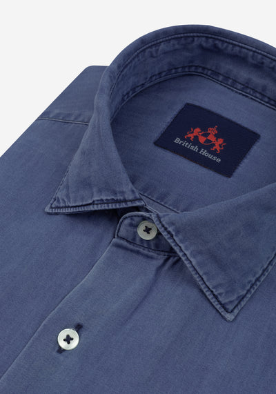 Deep Blue Washed Denim Shirt