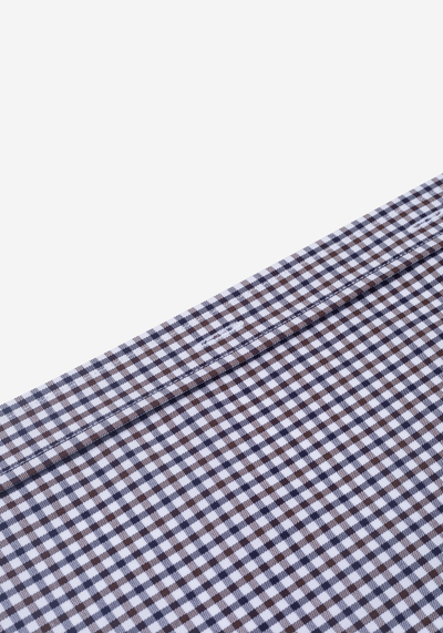 Classic Navy Brown Checked Twill Shirt