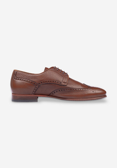 Earthy Brown Calf-Skin Brogue Leather Lace-up