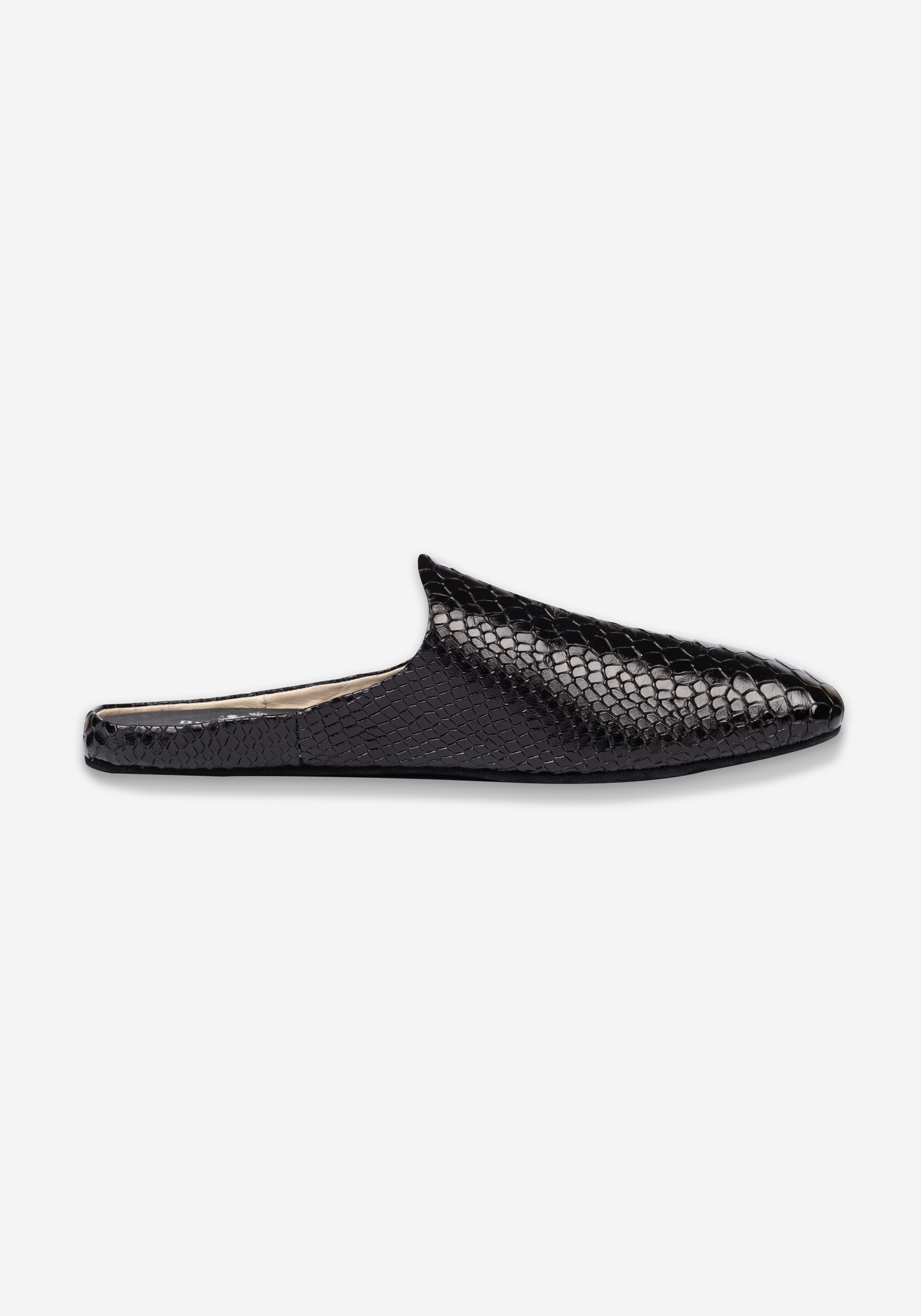 Eclipse Black Croco Calf-Skin Leather English Slipper