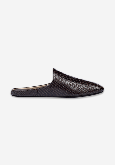 Burnt Brown Croco Calf-Skin Leather English Slipper