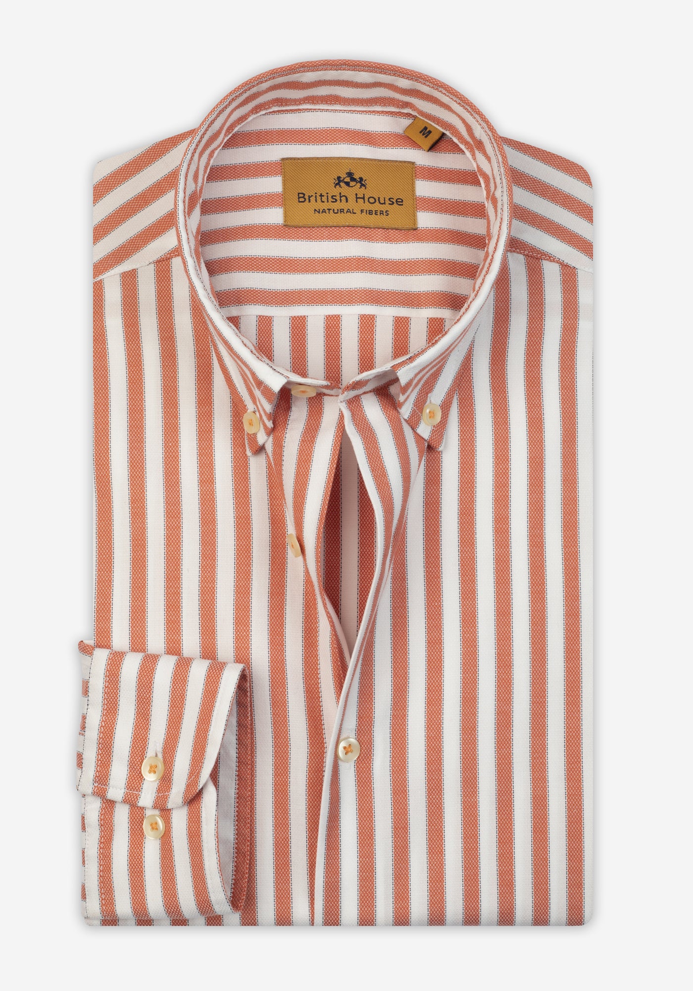 Glazed Orange Stripe Washed Two-Ply Oxford Shirt