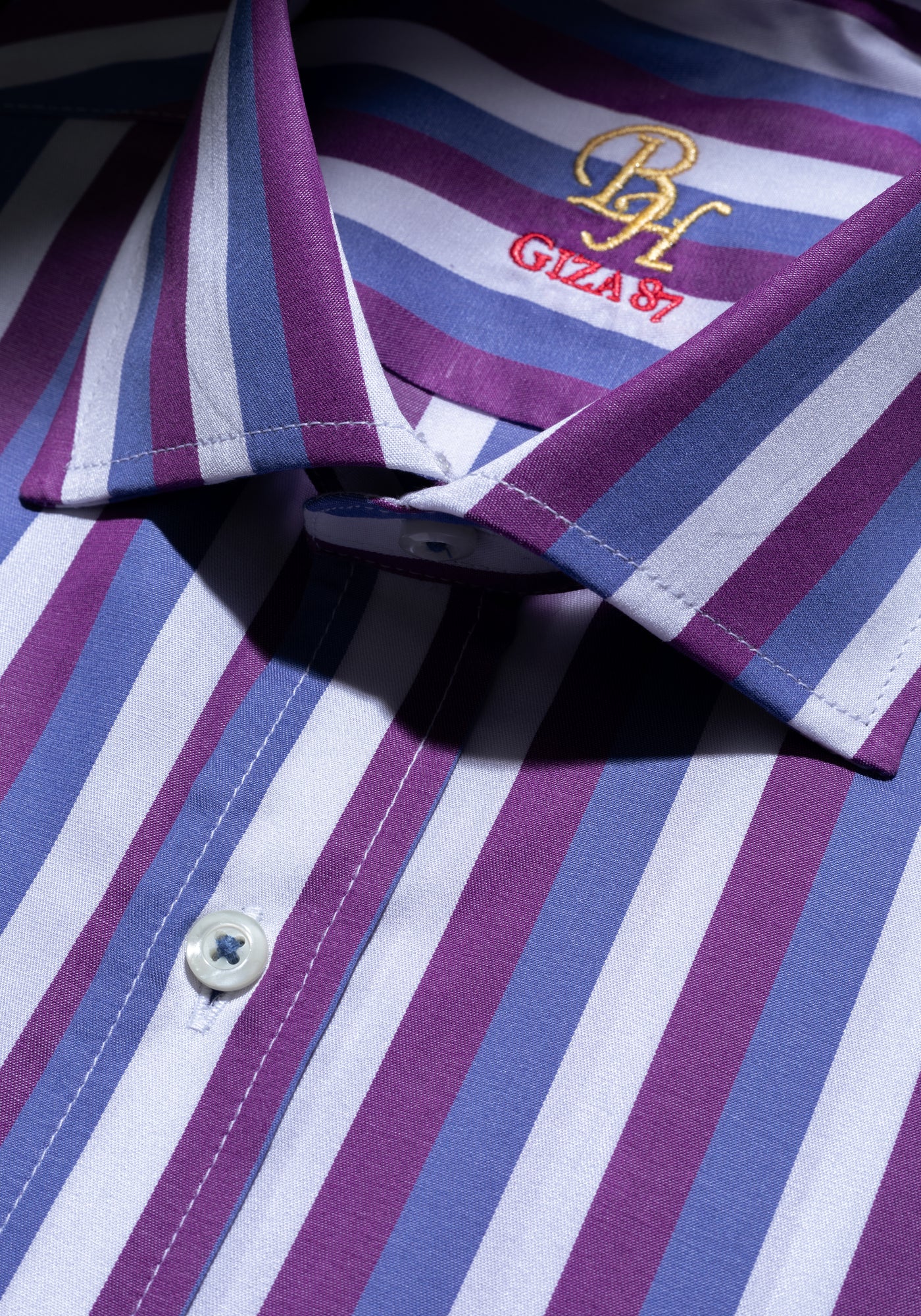 Giza 87 Cotton Parti-Colored Stripe Fine Twill Shirt