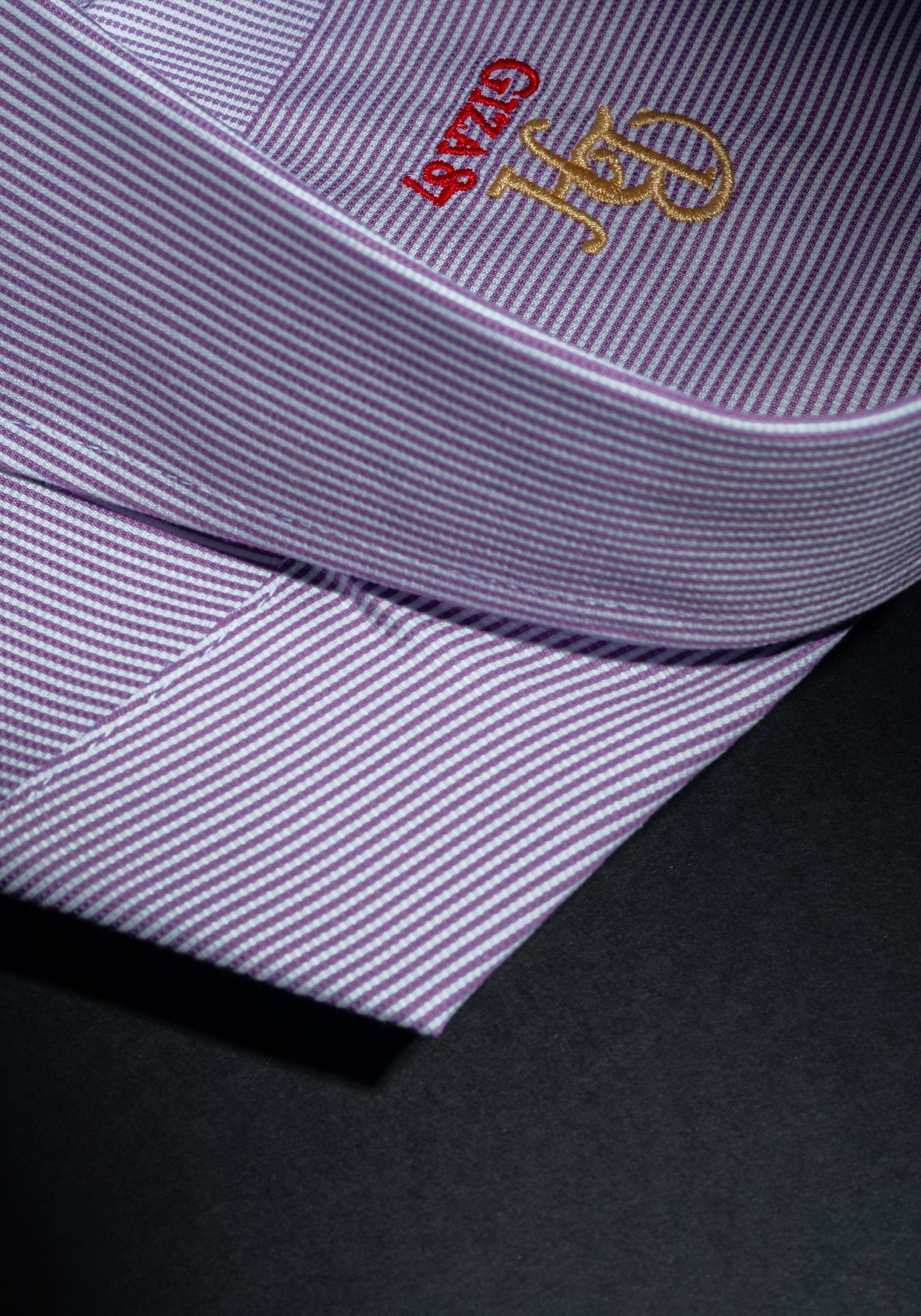 Giza 87 Cotton Frosted Violet Stripe Basket Weave Shirt