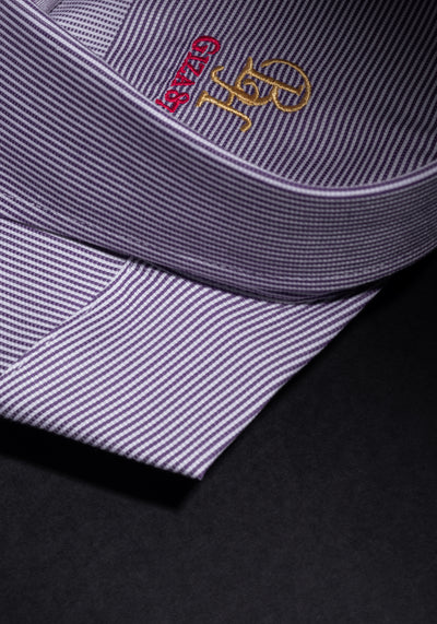 Giza 87 Cotton Haze Purple Stripe Basket Weave Shirt