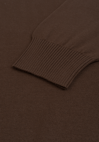 Mocha Brown Zip Cotton Pullover