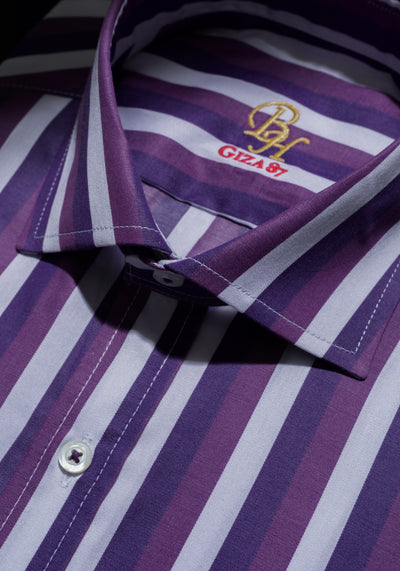 Giza 87 Cotton Parti-Colored Stripe Fine Twill Shirt