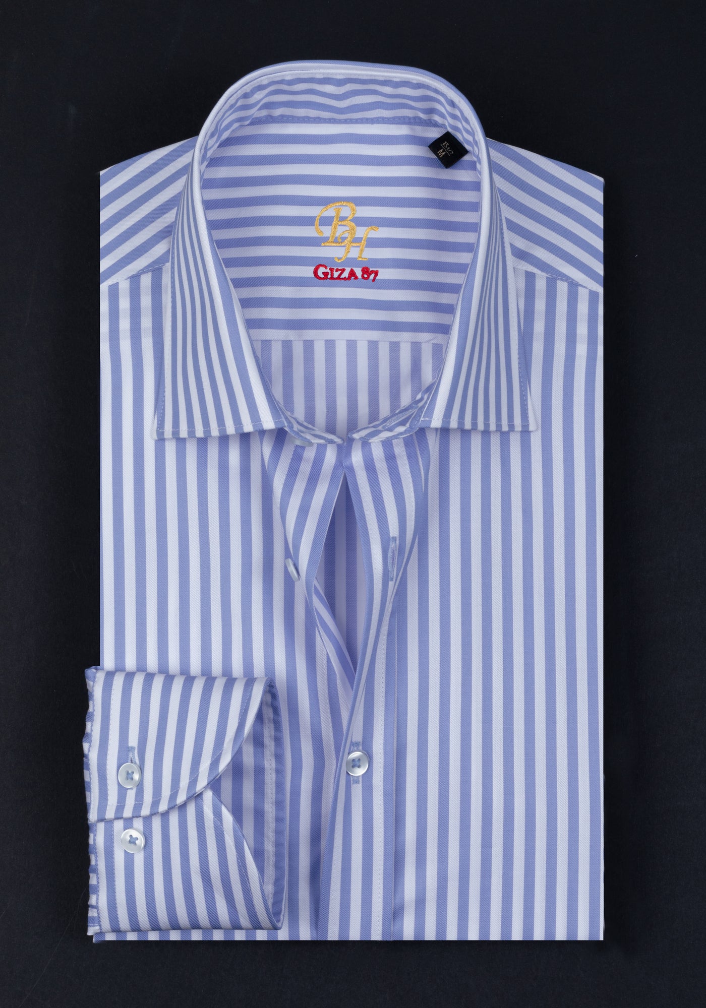 Giza 87 Cotton Mystic Blue Stripe Signature Twill Shirt