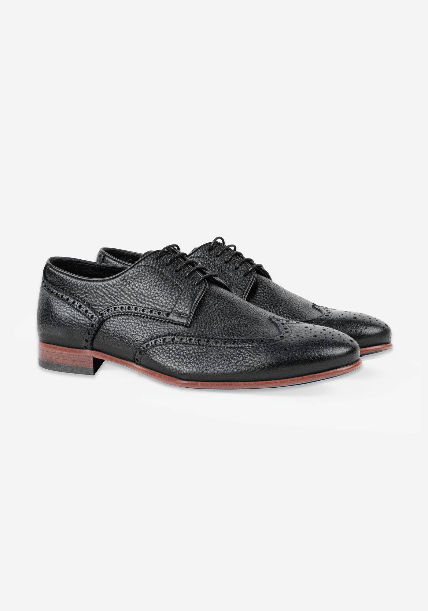 Lunar Black Calf-Skin Brogue Leather Lace-up