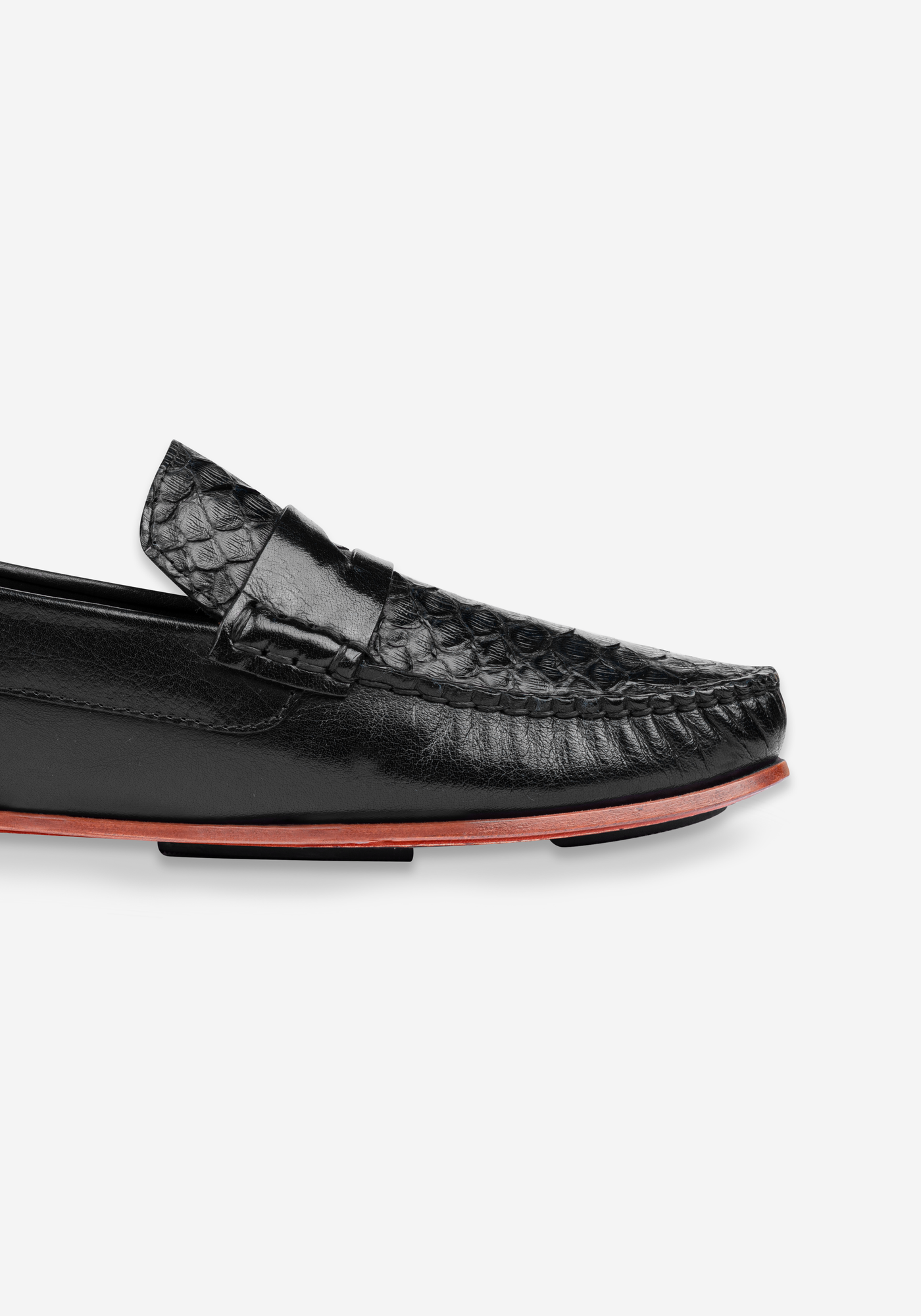 Carbon Black Croco Calf-Skin Leather Slip On