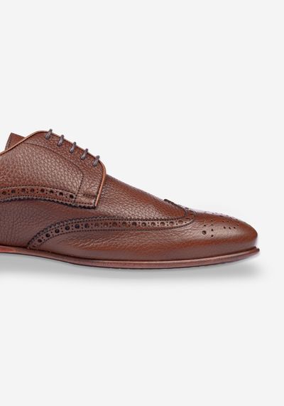 Earthy Brown Calf-Skin Brogue Leather Lace-up