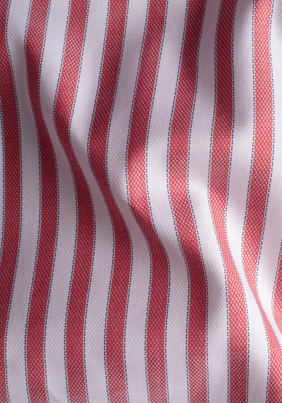 Candy Red Stripe Two-Ply Oxford Shirt - Short Sleeve