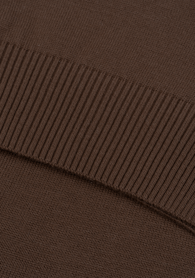 Mocha Brown Zip Cotton Pullover