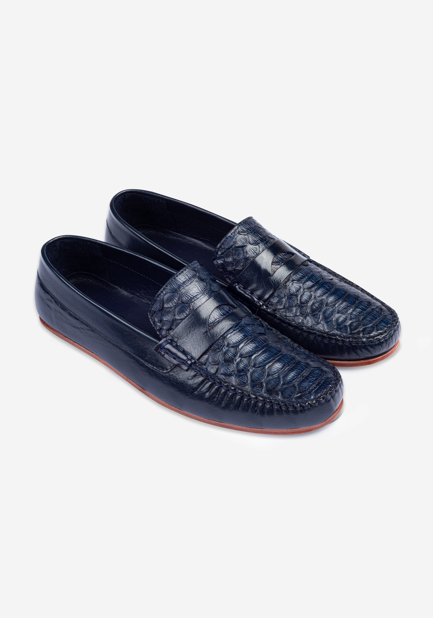 Imperial Navy Croco Calf-Skin Leather Slip On