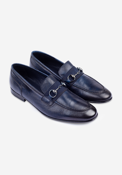 Ether Blue Calf-Skin Leather Shoes