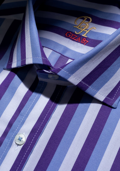 Giza 87 Cotton Parti-Colored Stripe Fine Twill Shirt