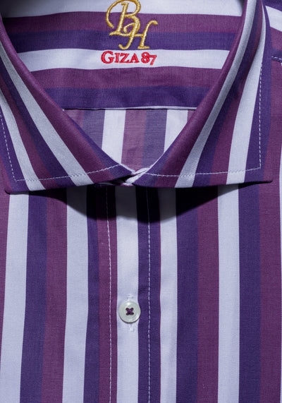 Giza 87 Cotton Parti-Colored Stripe Fine Twill Shirt