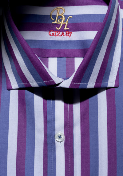 Giza 87 Cotton Parti-Colored Stripe Fine Twill Shirt