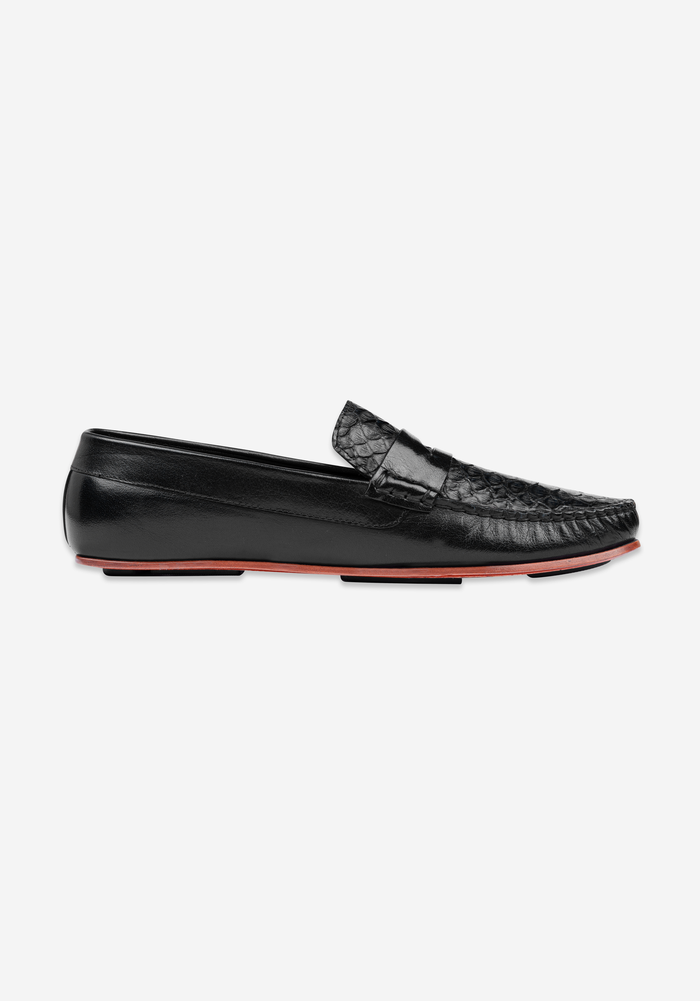 Carbon Black Croco Calf-Skin Leather Slip On