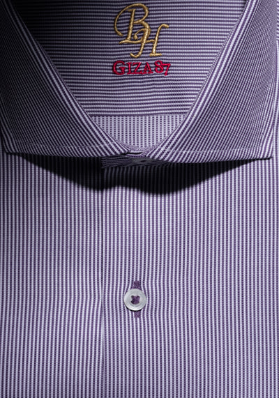 Giza 87 Cotton Haze Purple Stripe Basket Weave Shirt