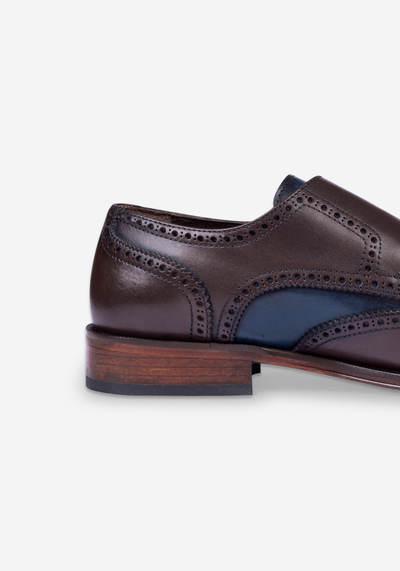 Amber Brown Calf-Skin Leather Double-Buckle Shoes