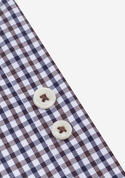 Classic Navy Brown Checked Twill Shirt