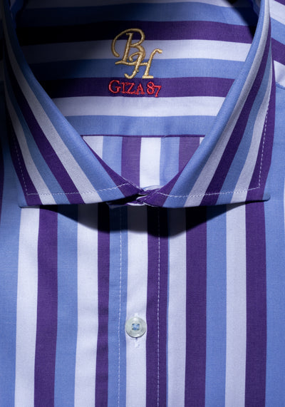 Giza 87 Cotton Parti-Colored Stripe Fine Twill Shirt