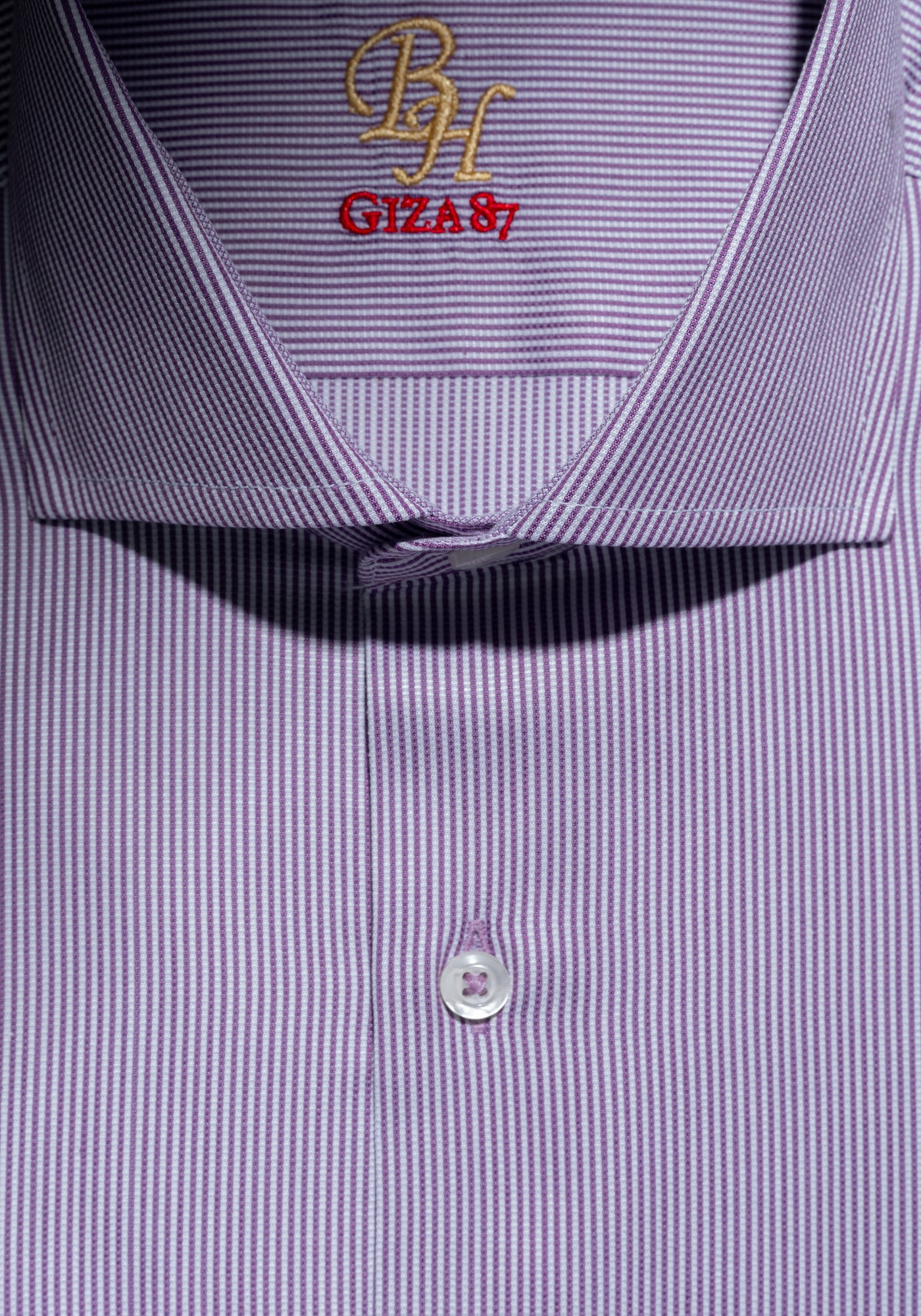 Giza 87 Cotton Frosted Violet Stripe Basket Weave Shirt