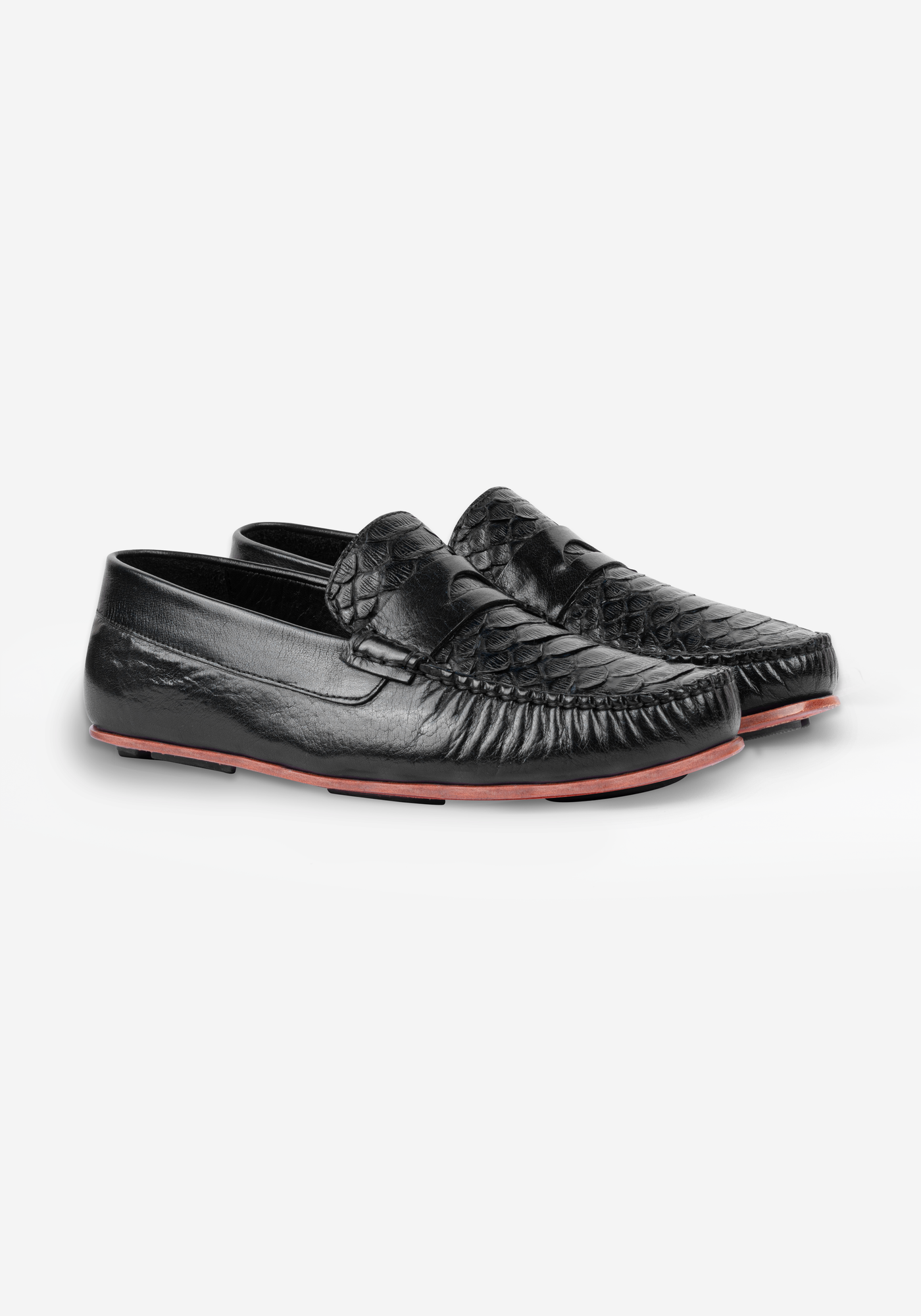 Carbon Black Croco Calf-Skin Leather Slip On