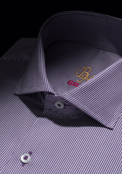 Giza 87 Cotton Haze Purple Stripe Basket Weave Shirt