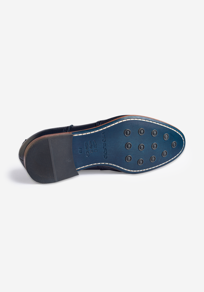 Steel Blue Calf-Skin Brogue Leather Lace-up