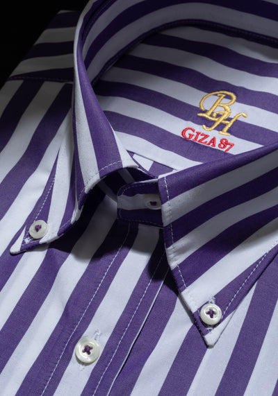 Giza 87 Cotton Lavender Purple Stripe Fine Oxford Shirt