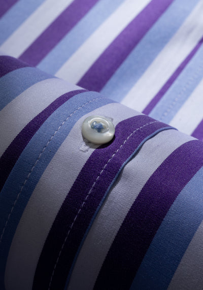 Giza 87 Cotton Parti-Colored Stripe Fine Twill Shirt