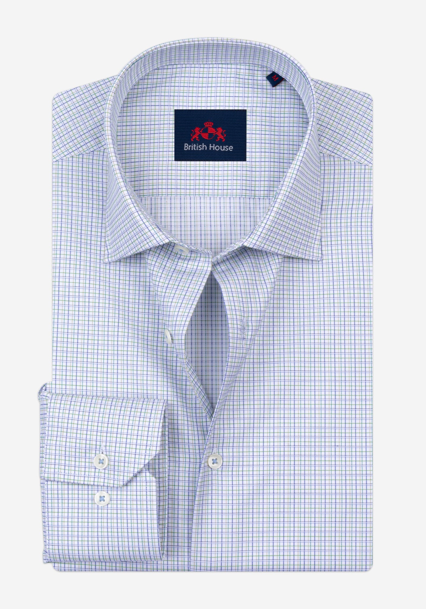 White Clear Blue Checked Twill Shirt