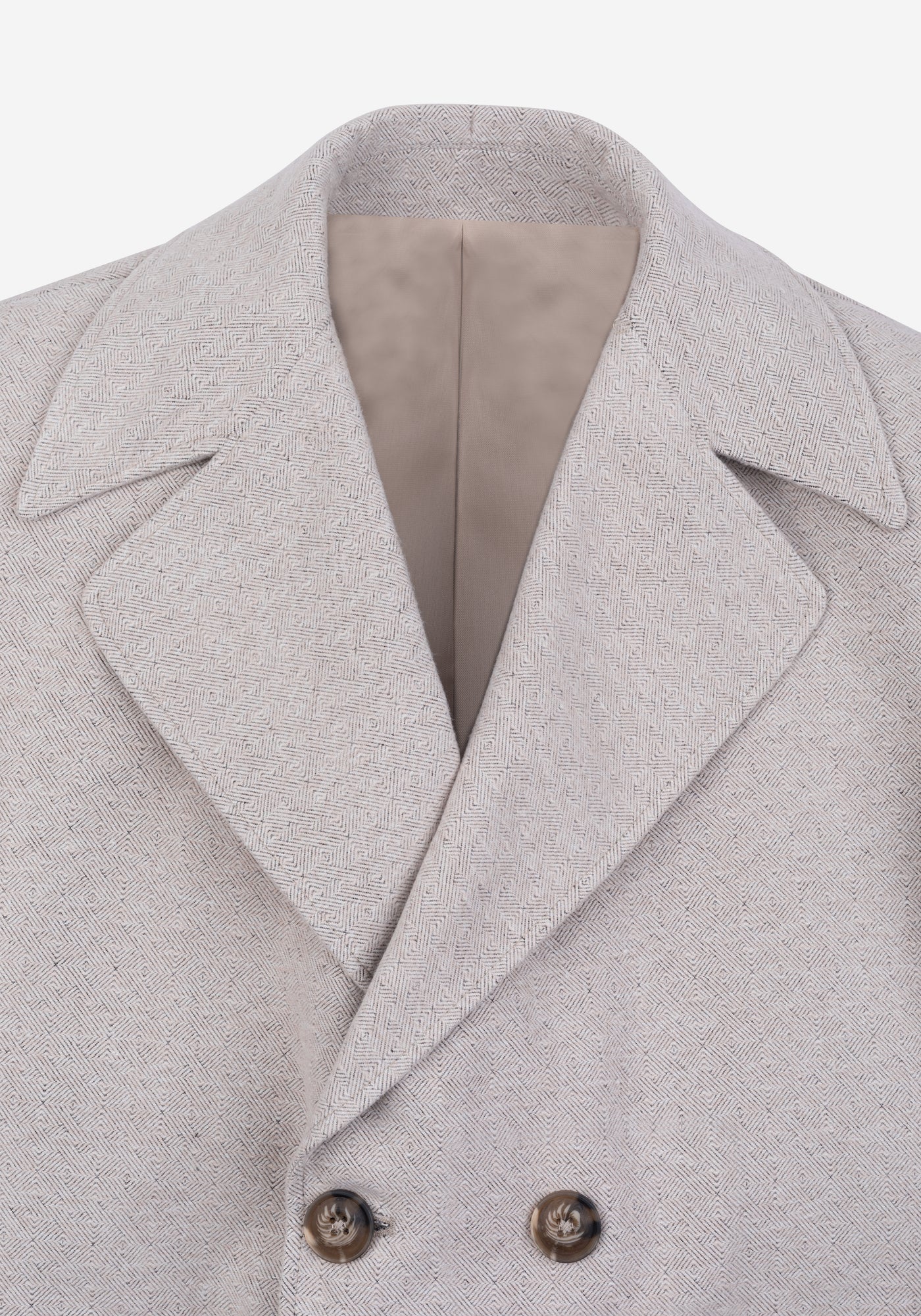 Sand Beige Double-Breasted Poly Coat