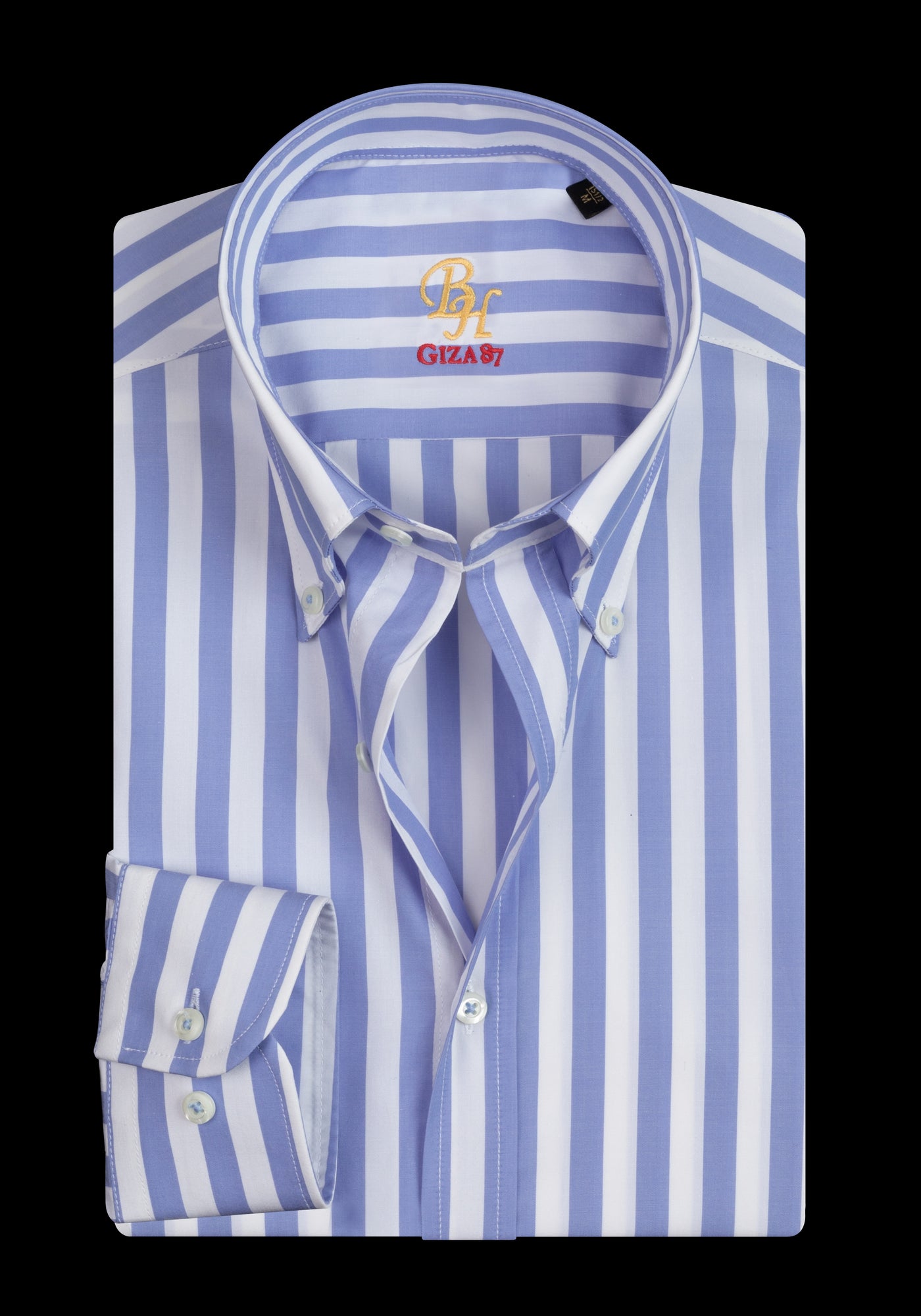 Giza 87 Cotton Pacific Blue Stripe Fine Oxford Shirt