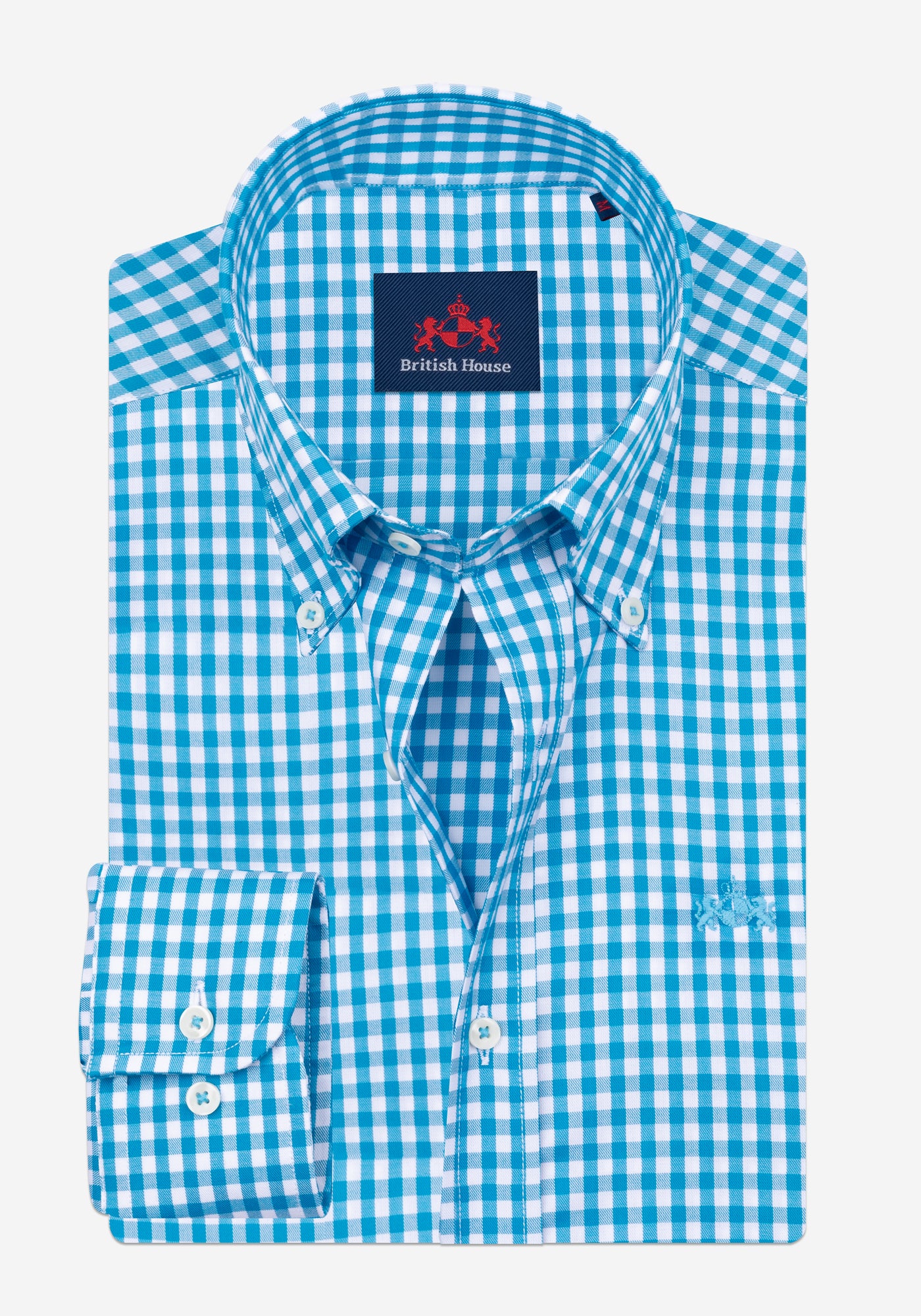 Aqua Blue Checked Twill Shirt