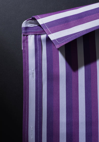 Giza 87 Cotton Parti-Colored Stripe Fine Twill Shirt