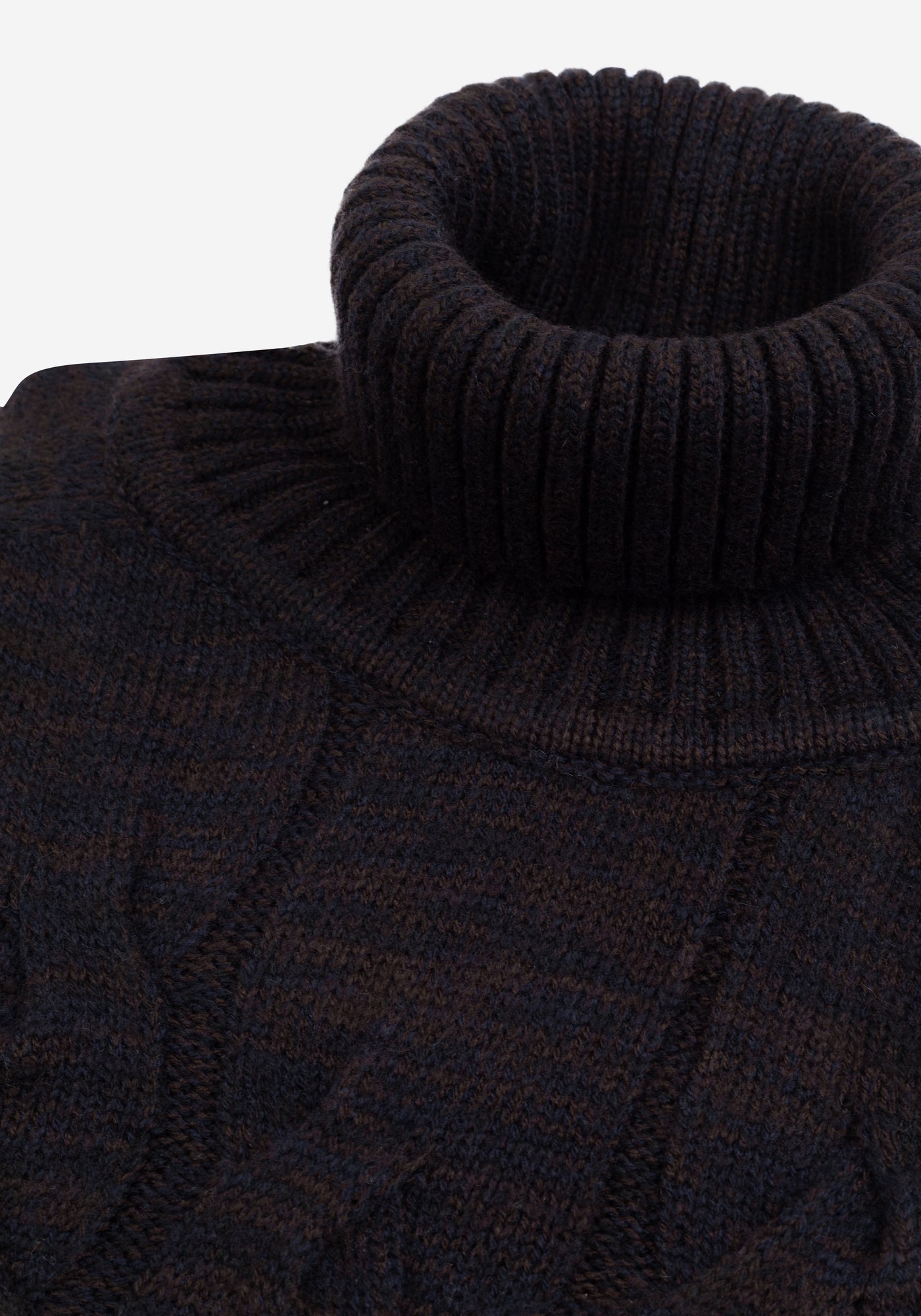 Bistre Brown Braided Turtle Neck Pullover