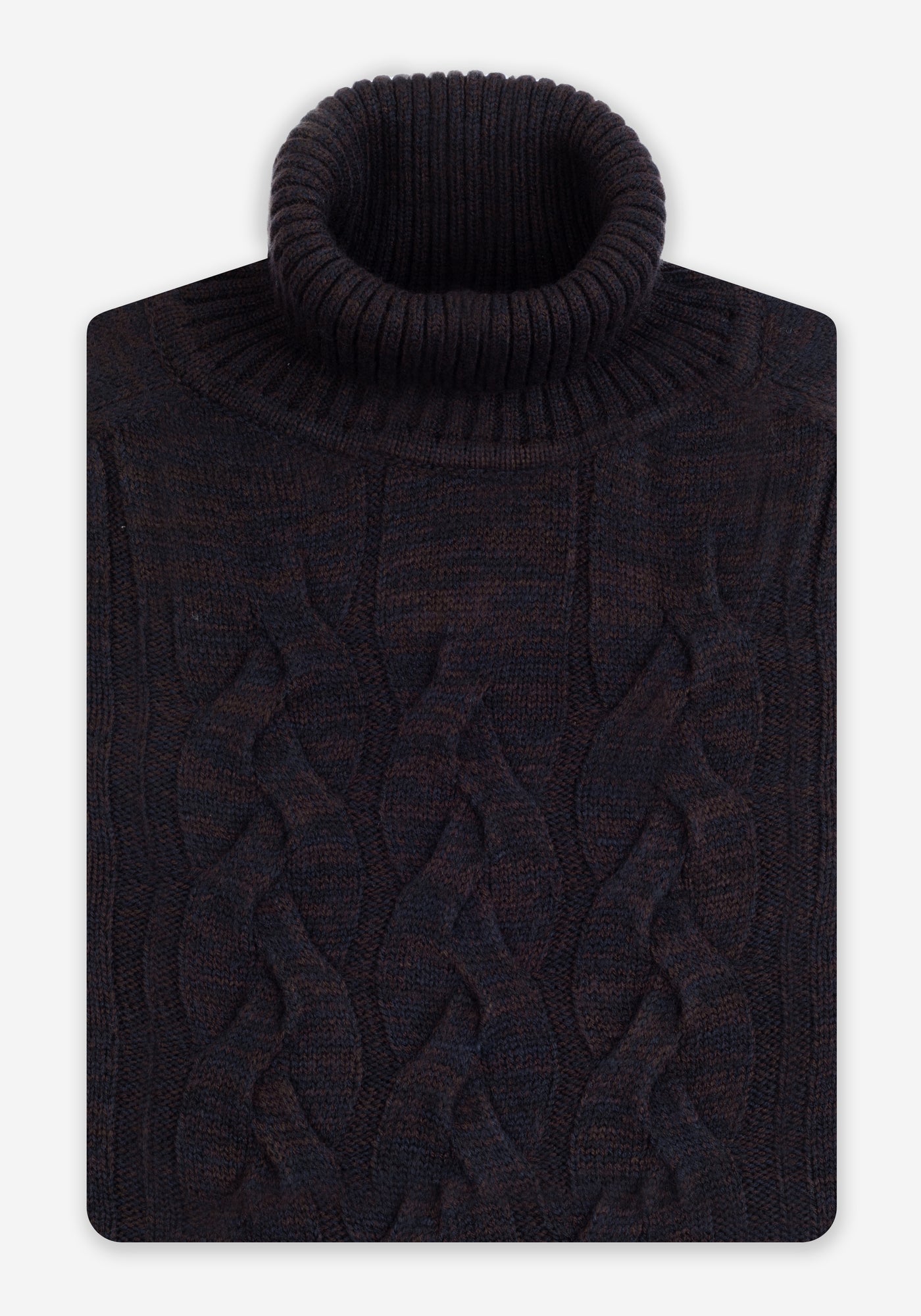 Bistre Brown Braided Turtle Neck Pullover