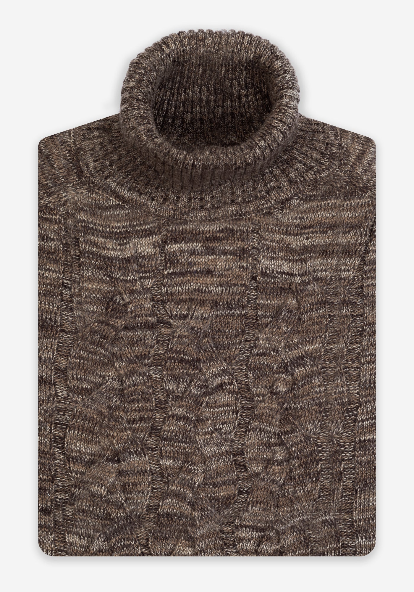 Gravel Beige Braided Turtle Neck Pullover