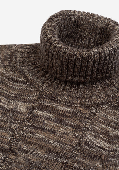 Gravel Beige Braided Turtle Neck Pullover