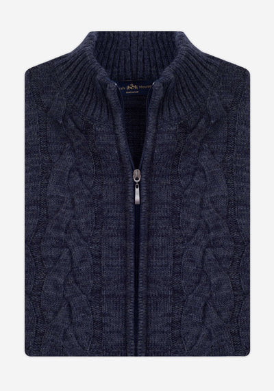 Slate Blue Braided Zipped Pullover