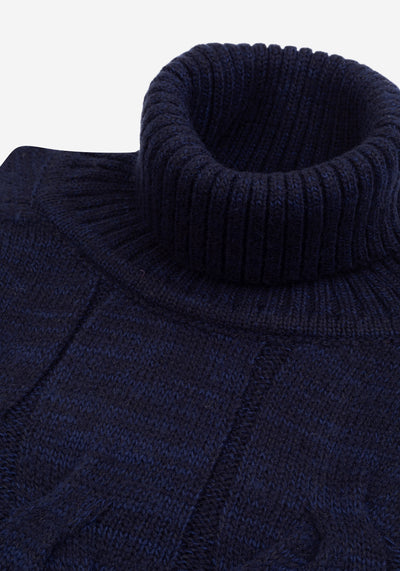 Sapphire Navy Braided Turtle Neck Pullover