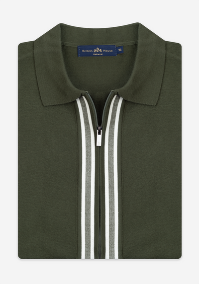 Dim Olive Zip Cotton Pullover