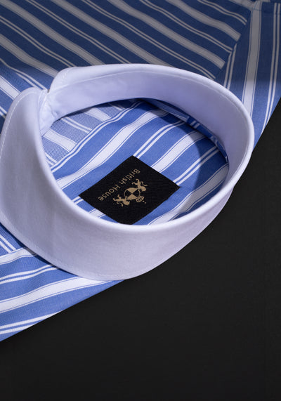 Royal Blue Stripe Basket Weave Shirt