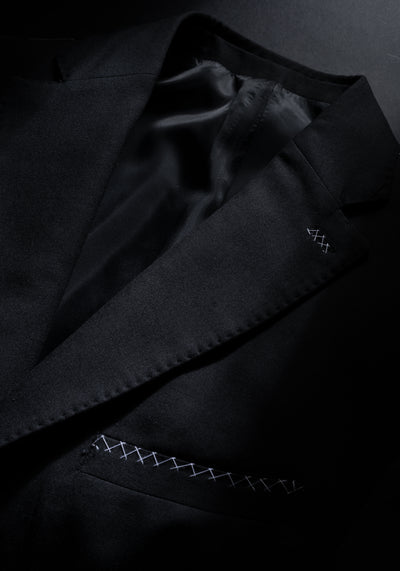 Coal Black Semi-Italian Handmade 130S Cool Wool Suit