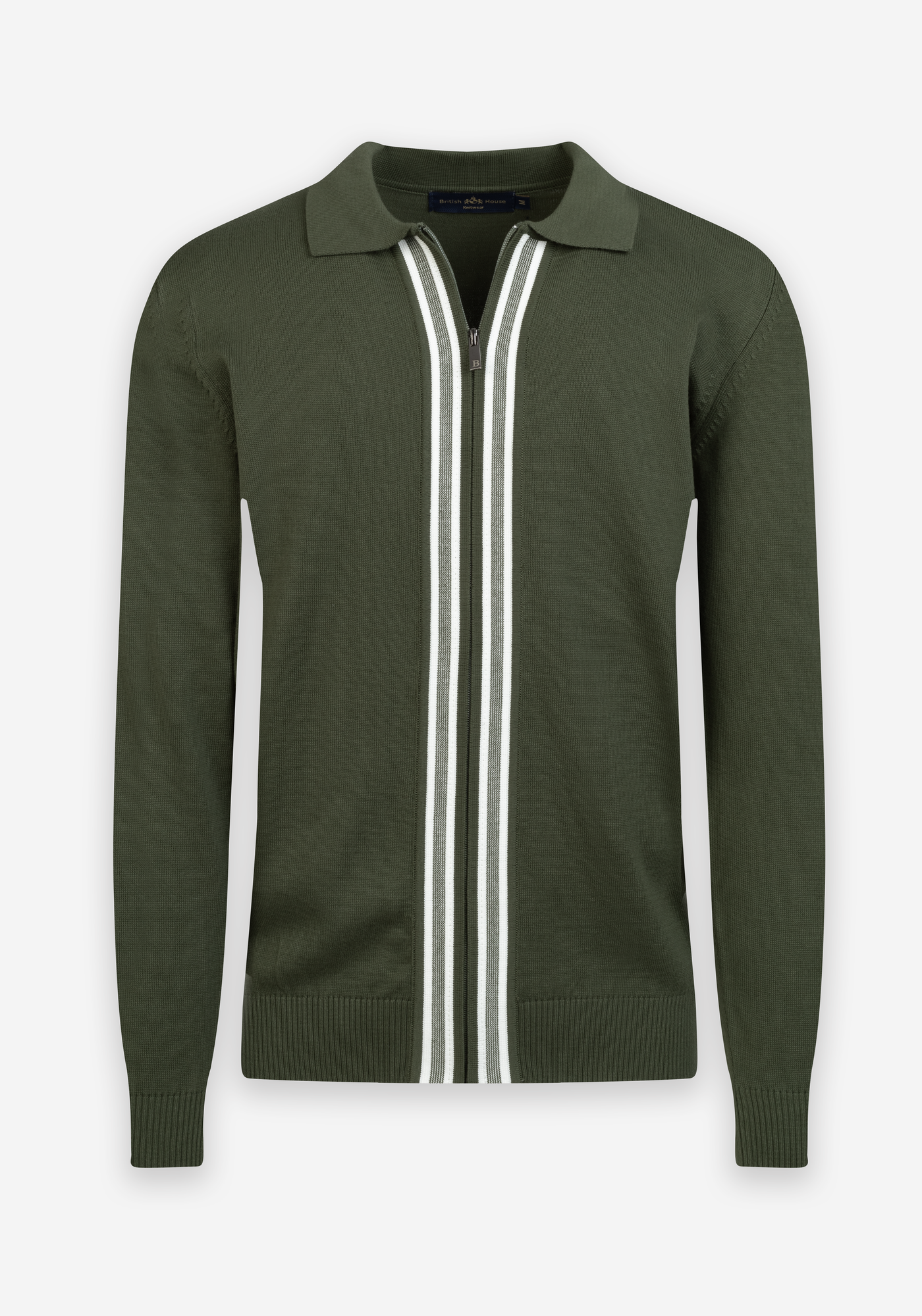 Dim Olive Zip Cotton Pullover